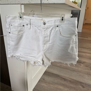 EUC Madewell Bright White Relaxed Jean Shorts with Button Fly